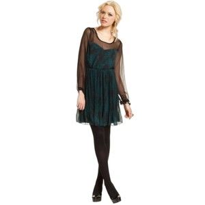 Jessica Simpson Dress Jemmison Botanical Fauna Green/Black Small